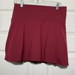 High-Waist Burgundy Mini Skort